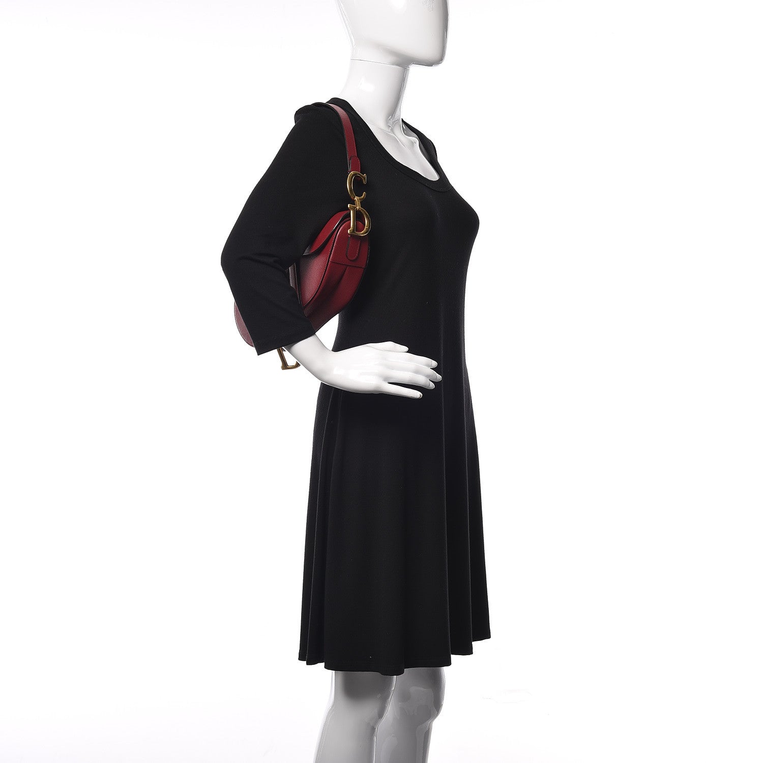 Christian Dior Grained Calfskin Saddle Bag Burgundy 2 of 9