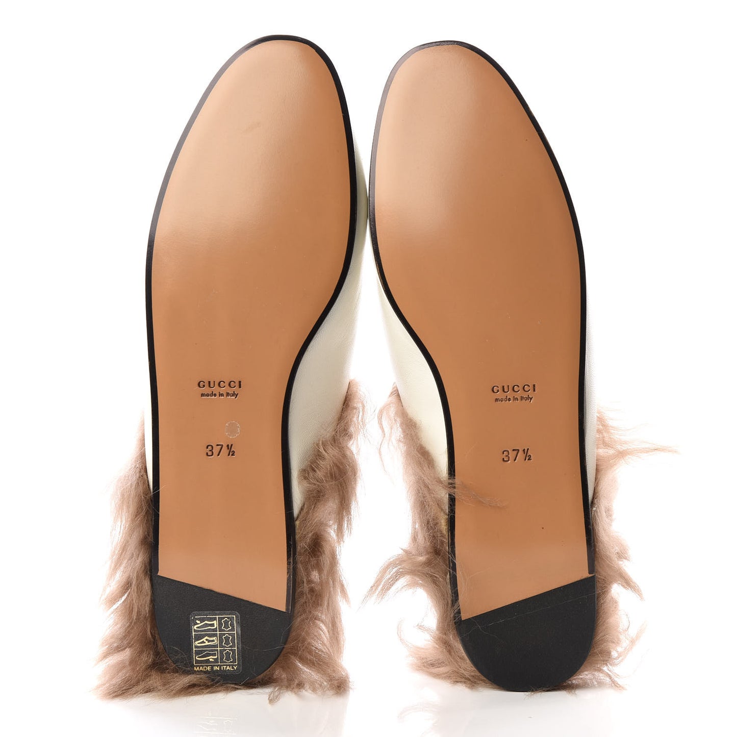 Malaga Kid Fur Womens Princetown Slippers 37.5 Dusty White Naturale