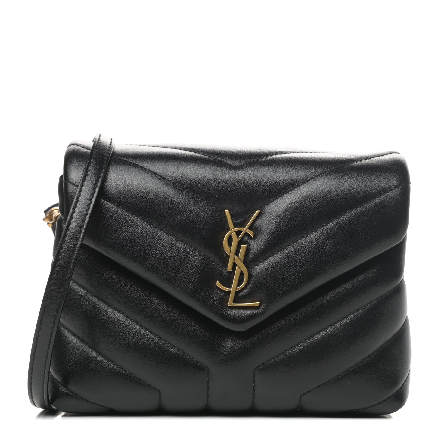 Calfskin Y Quilted Monogram Toy Loulou Crossbody Bag Black