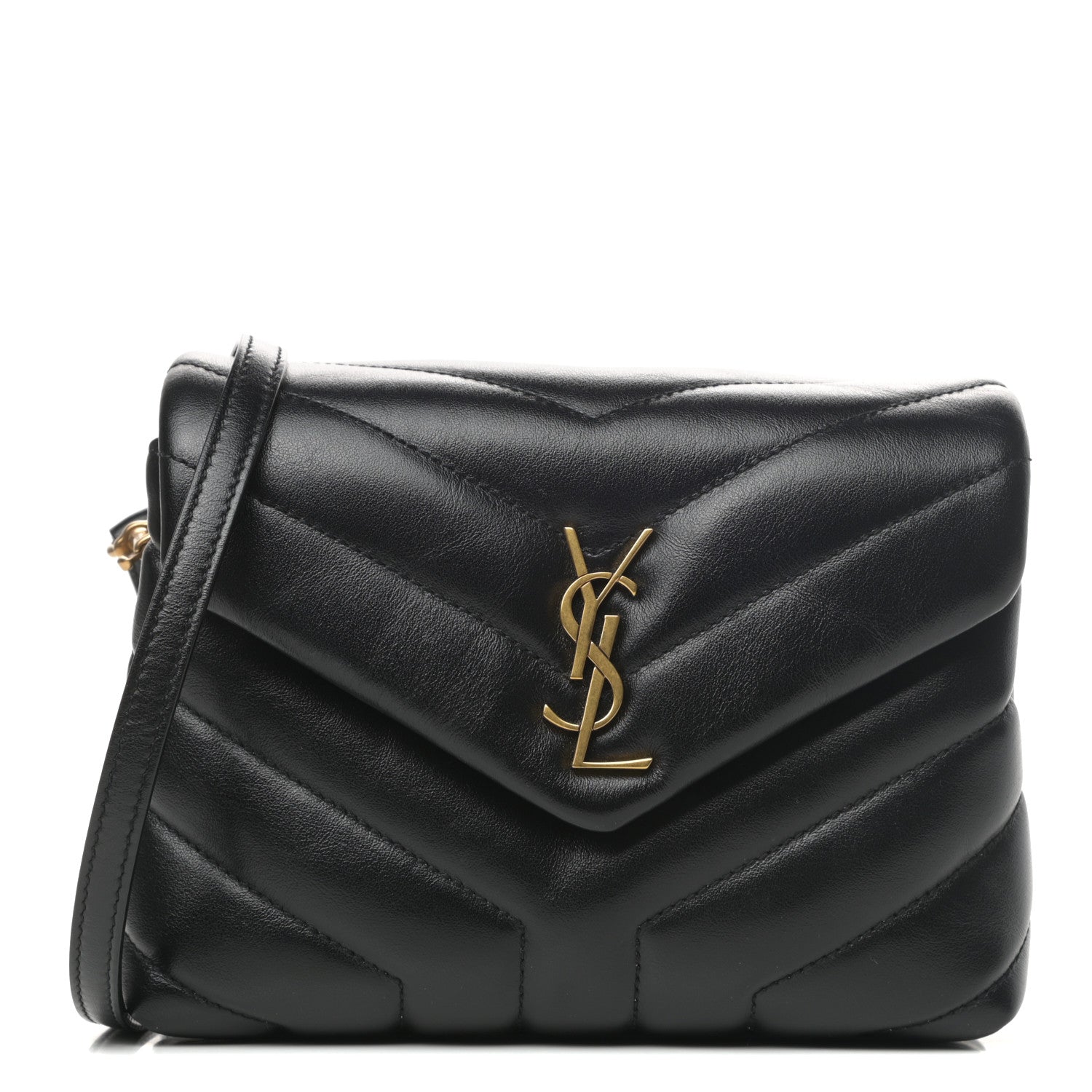 Saint Laurent Calfskin Y Quilted Monogram Toy Loulou Crossbody Bag Black 1 of 9