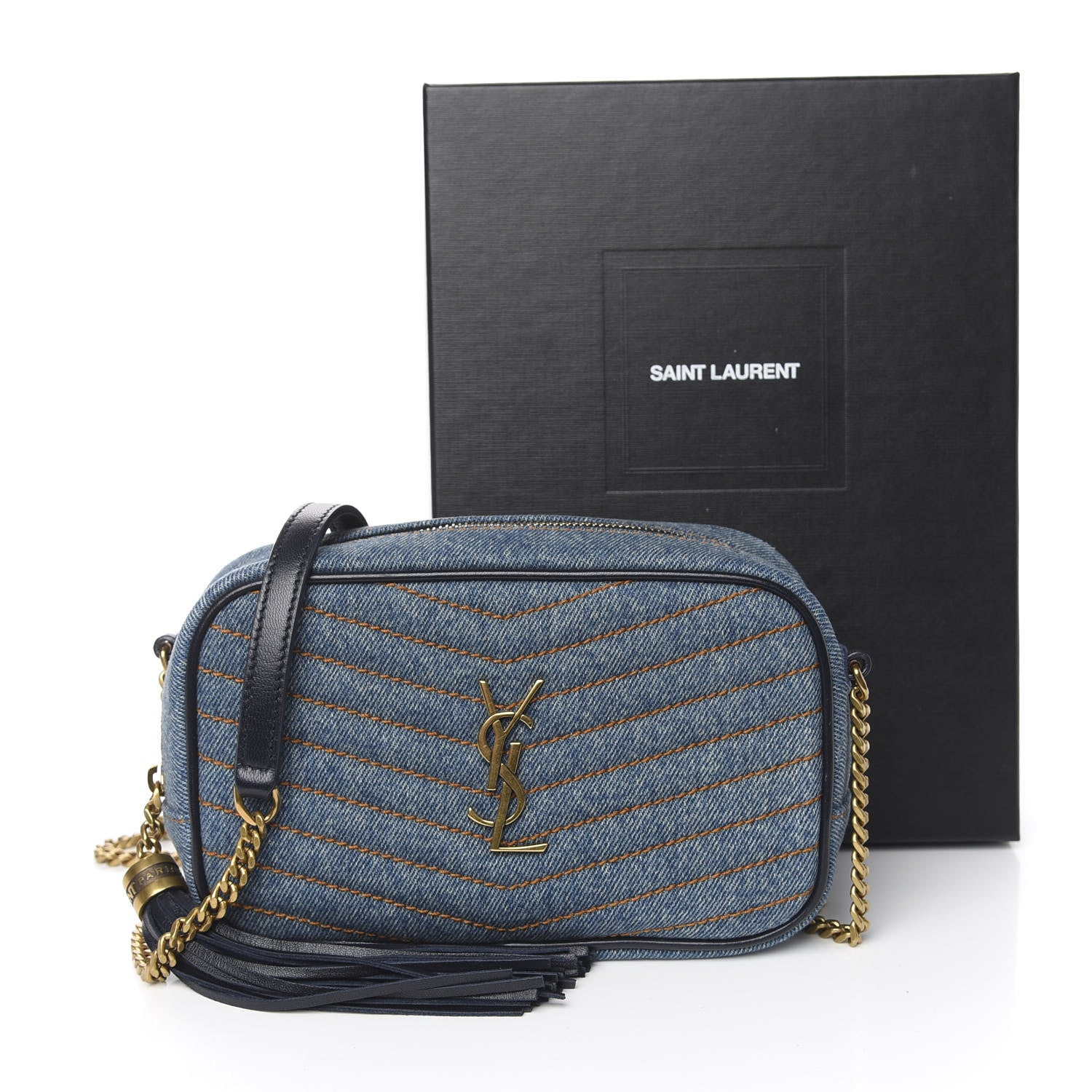 Saint Laurent Denim Matelasse Monogram Mini Lou Camera Bag California Blue 10 of 10