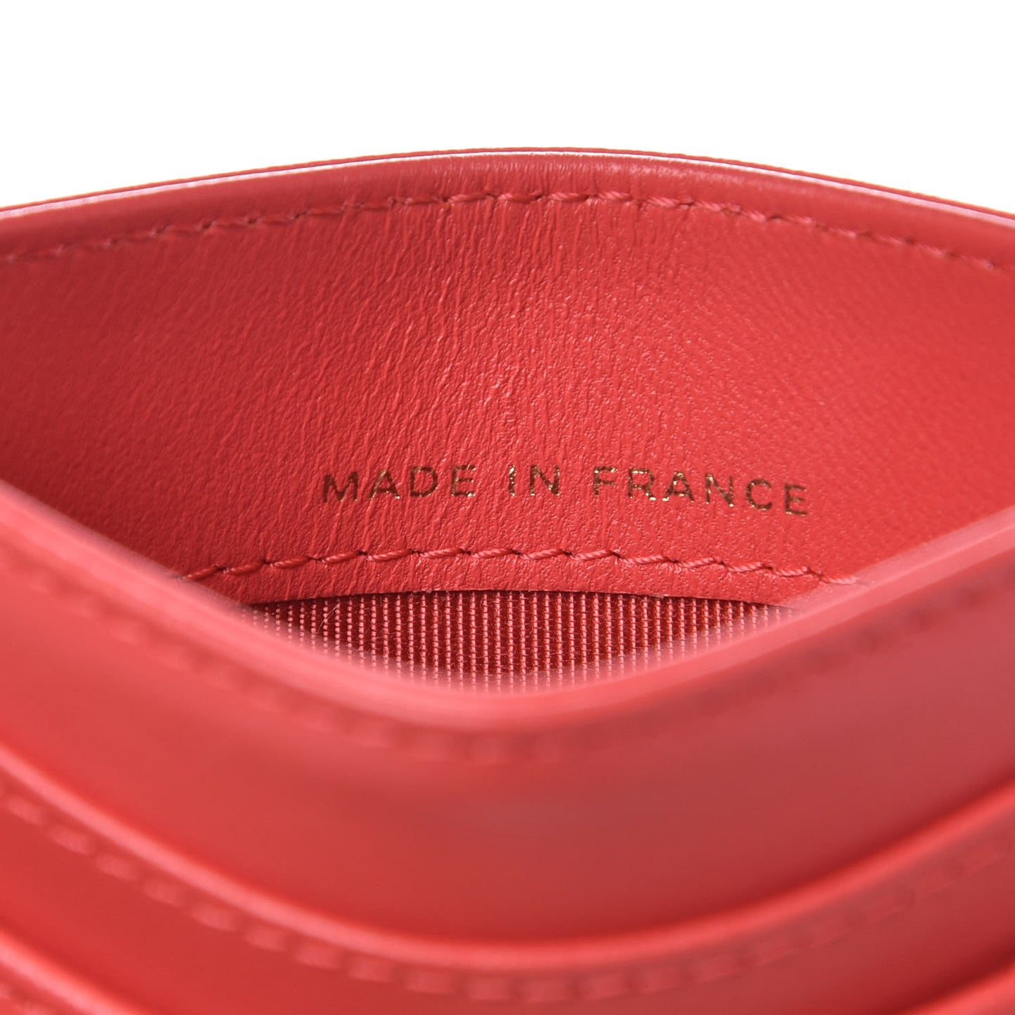 Lambskin Quilted Card Holder Red