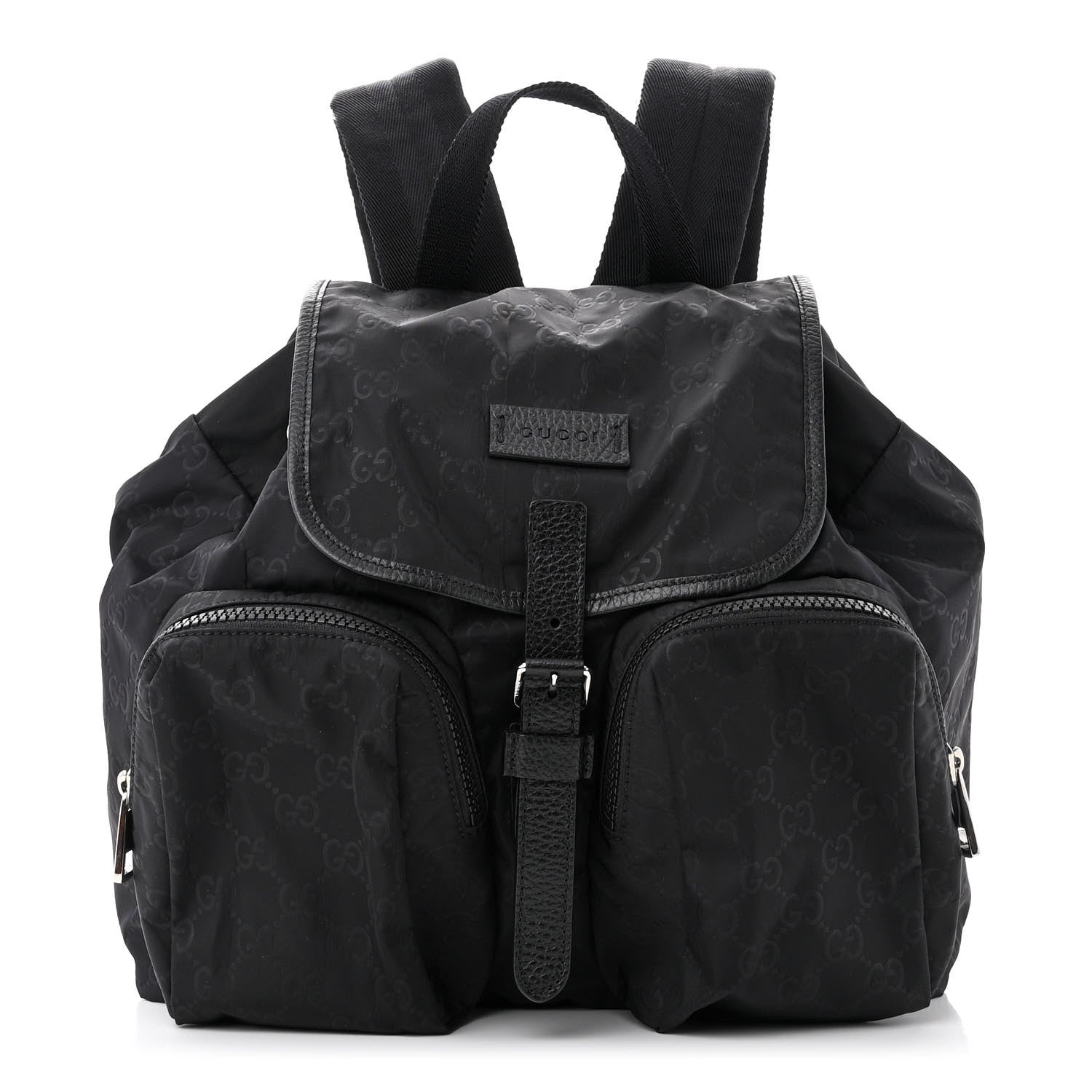 Gucci Nylon Monogram Medium Light Single Buckle Backpack Black 1 of 10