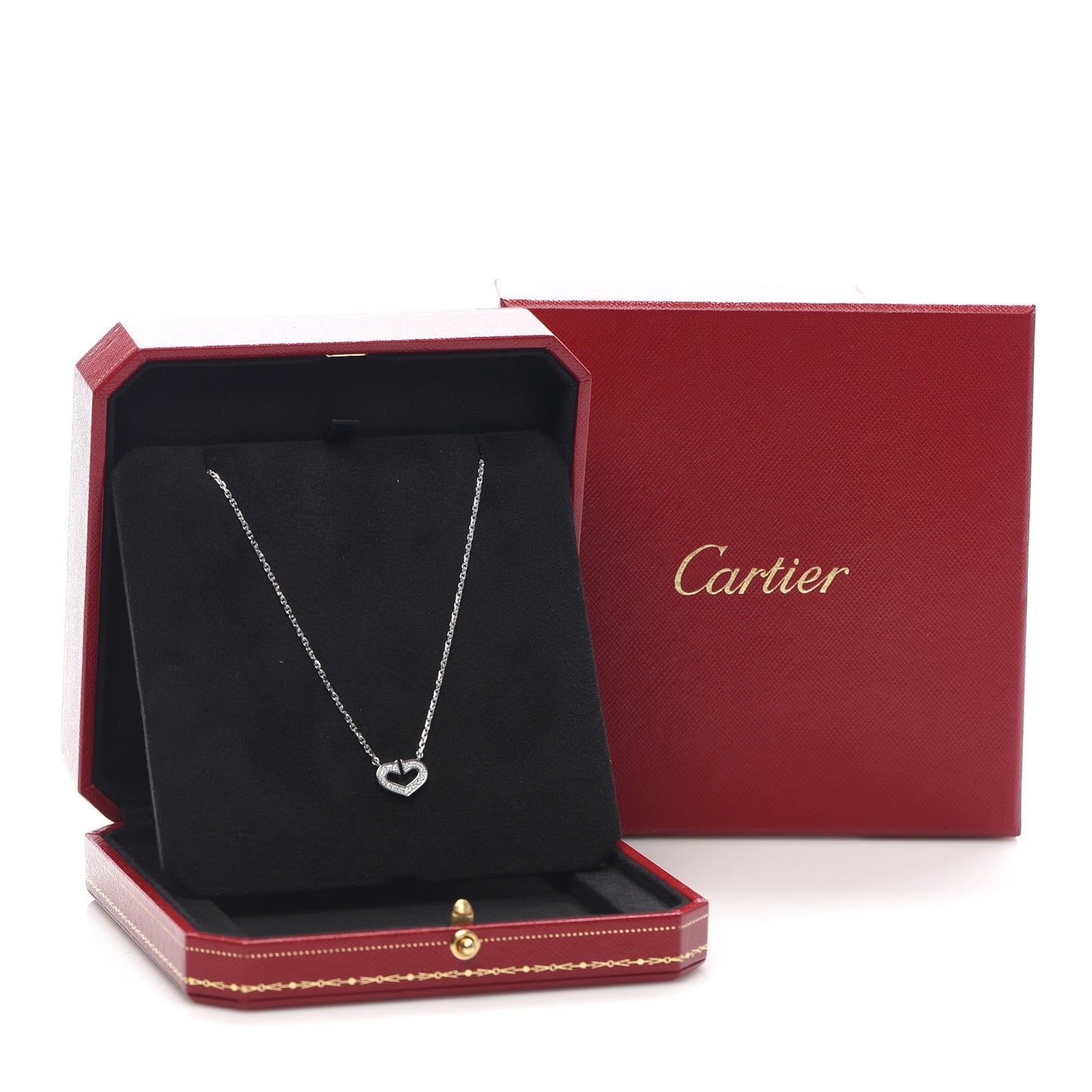 18K White Gold Diamond Small Hearts and Symbols Pendant Necklace
