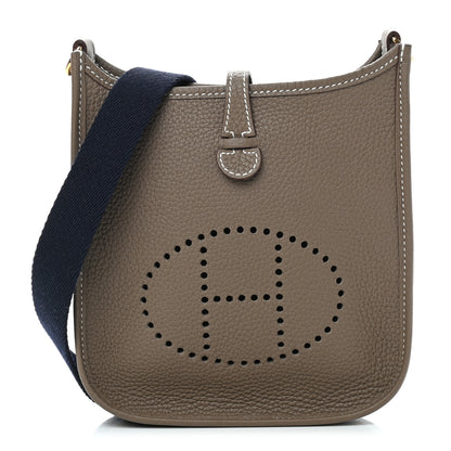 Hermes Taurillon Clemence Amazone Evelyne TPM Etoupe Bleu Indigo 1 of 9