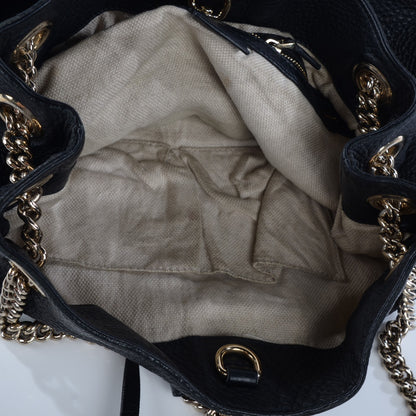 Gucci Pebbled Calfskin Medium Soho Chain Shoulder Bag Black 8 of 8