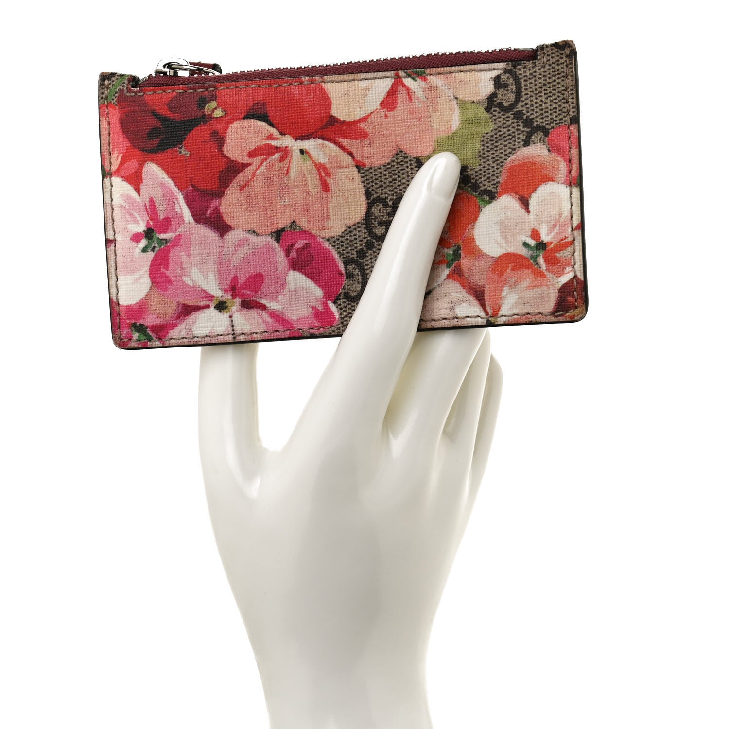 Gucci GG Supreme Monogram Blooms Coin Case Card Holder Beige Multicolor Dry Rose 2 of 10