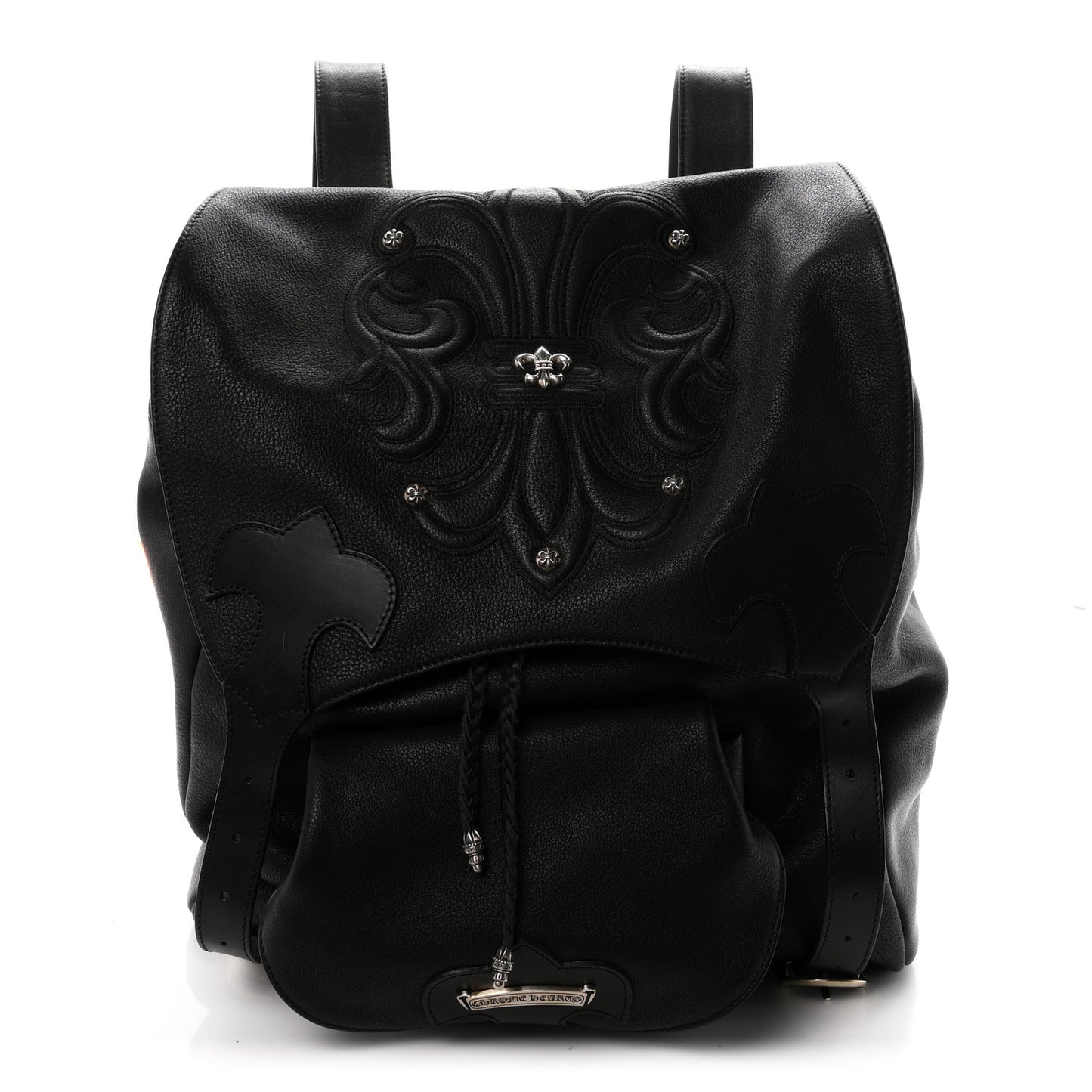 Calfskin Cross Patch Feurknee Backpack  Black
