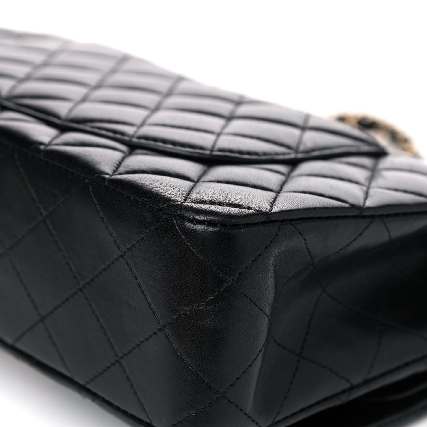 Lambskin Quilted Medium Double Flap Black