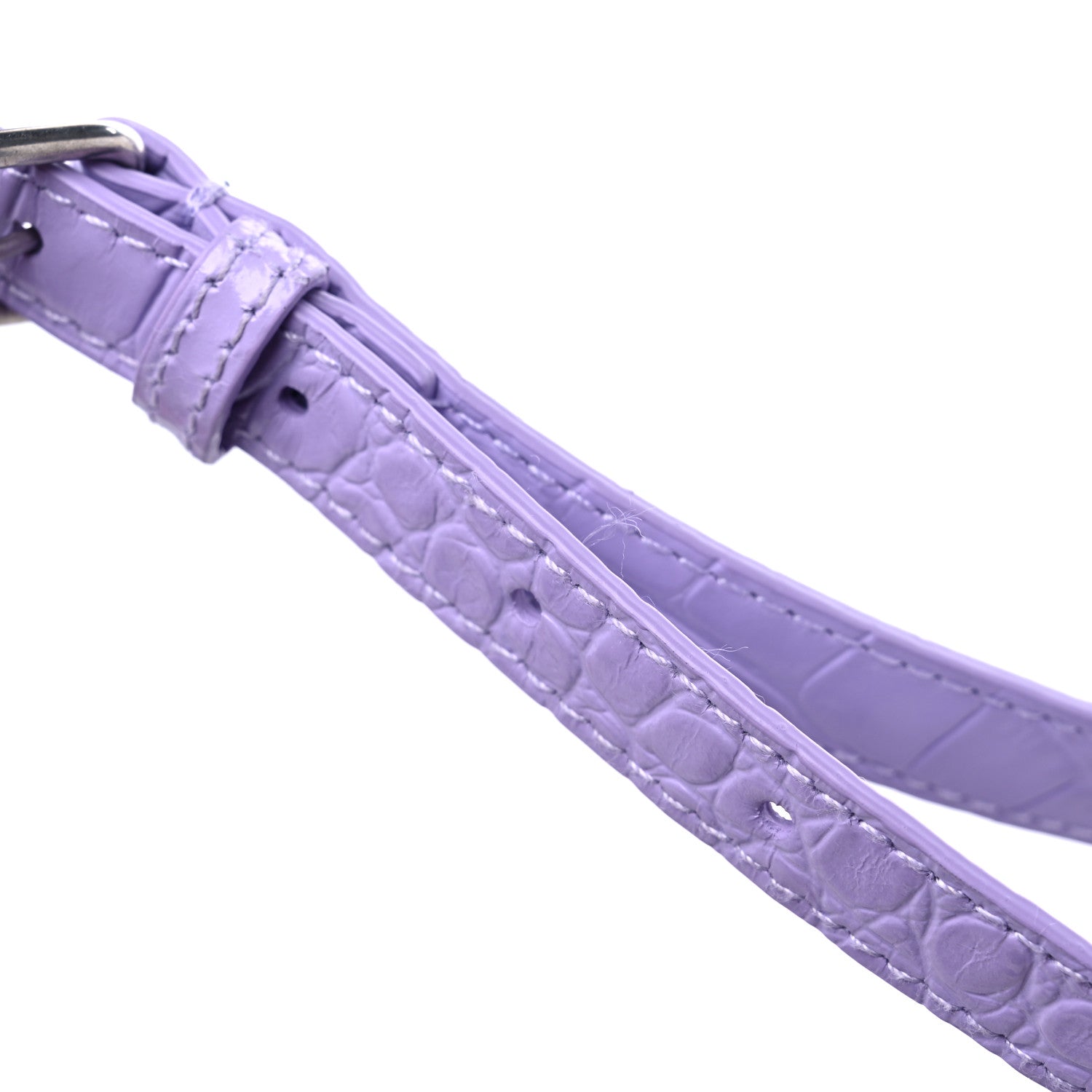 Balenciaga Shiny Calfskin Logo Crocodile Embossed XXS Ville Top Handle Bag Lilac White 9 of 9