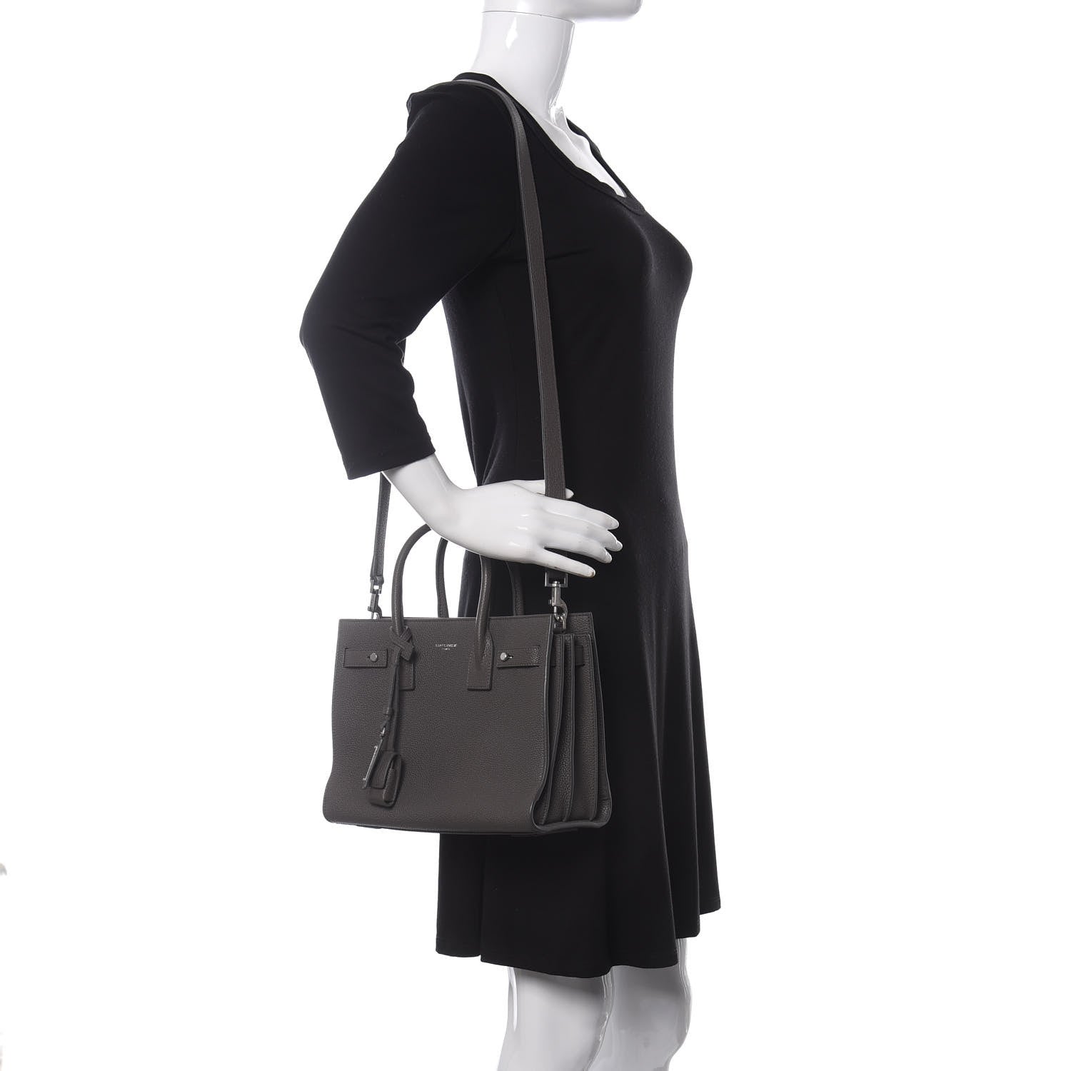 Saint Laurent Grained Calfskin Baby Sac De Jour Supple Fog 3 of 11
