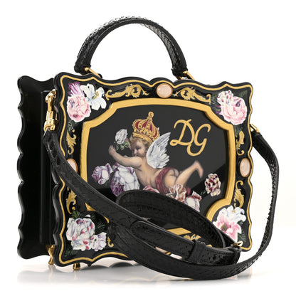 Dolce & Gabbana Plexiglass Snakeskin Cherub Box Bag Black Gold 4 of 29