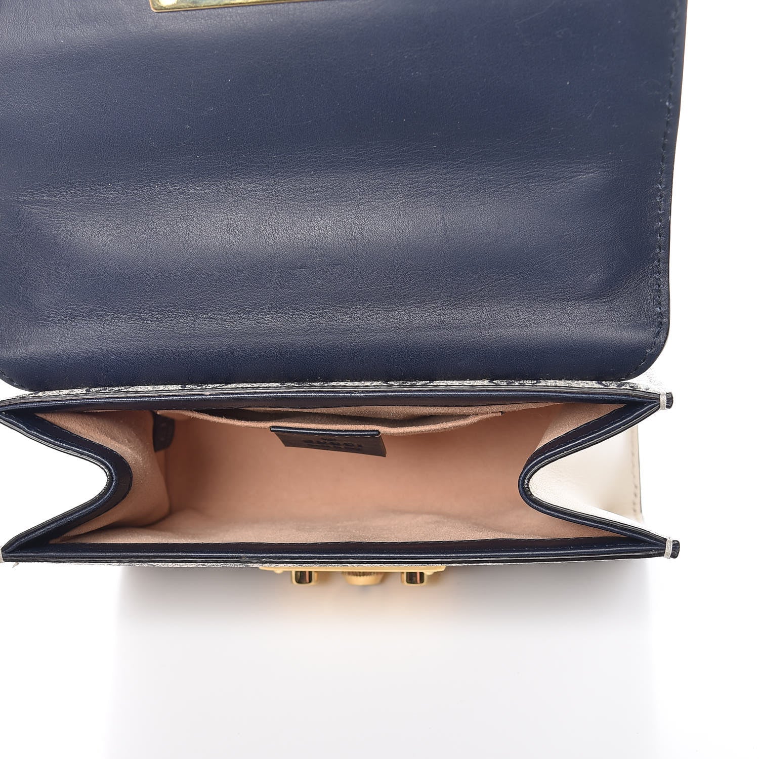 Gucci GG Supreme Monogram Moon Calfskin Small Padlock Shoulder Bag Beige Blue Mystic White Hibiscus Red 6 of 14