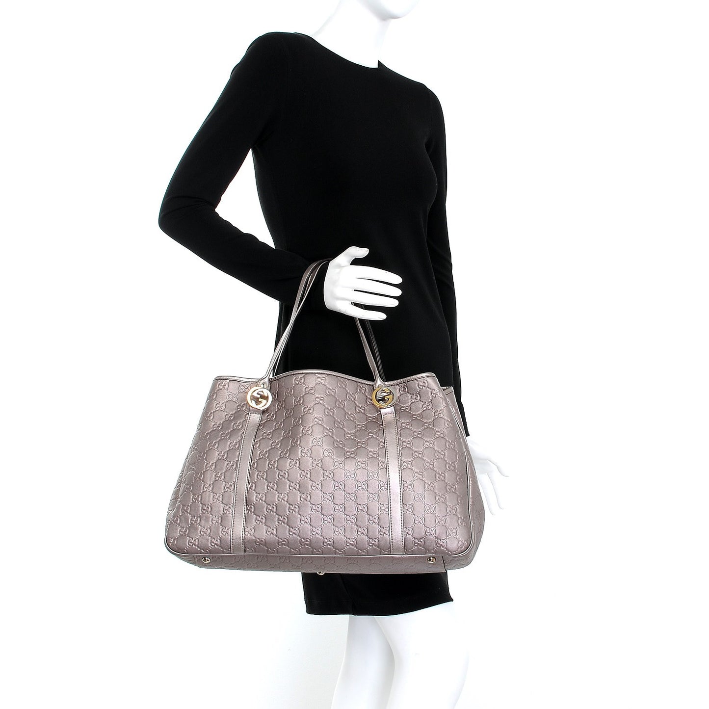 Metallic Guccissima Large GG Twins Tote Mauve