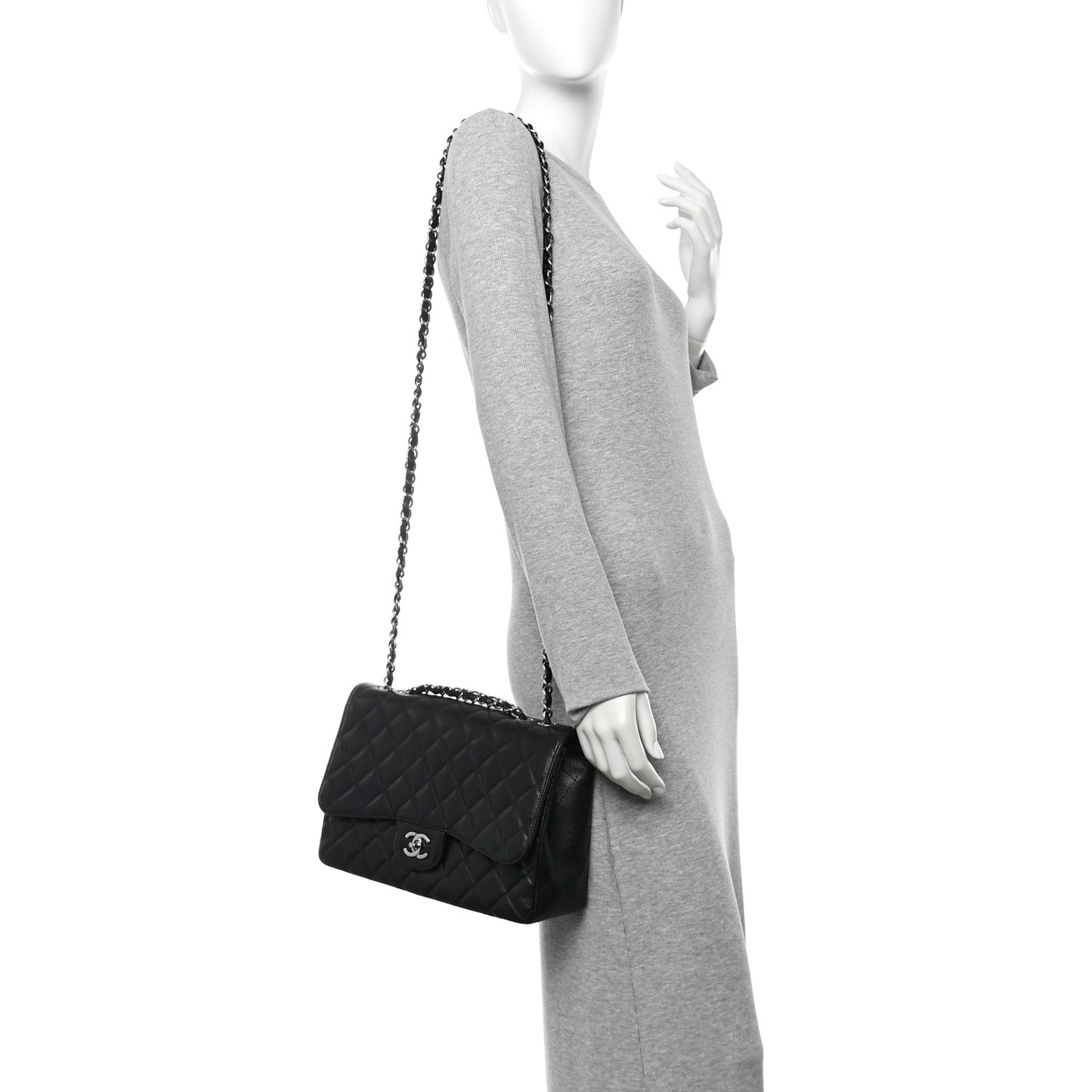 Caviar Quilted Jumbo Single Flap Black