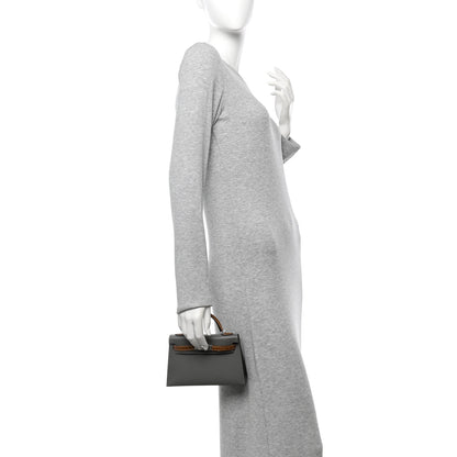 Hermes Madame Calfskin Shiny Alligator Mini Kelly Sellier Touch 20 Gris Meyer Ficelle 2 of 11