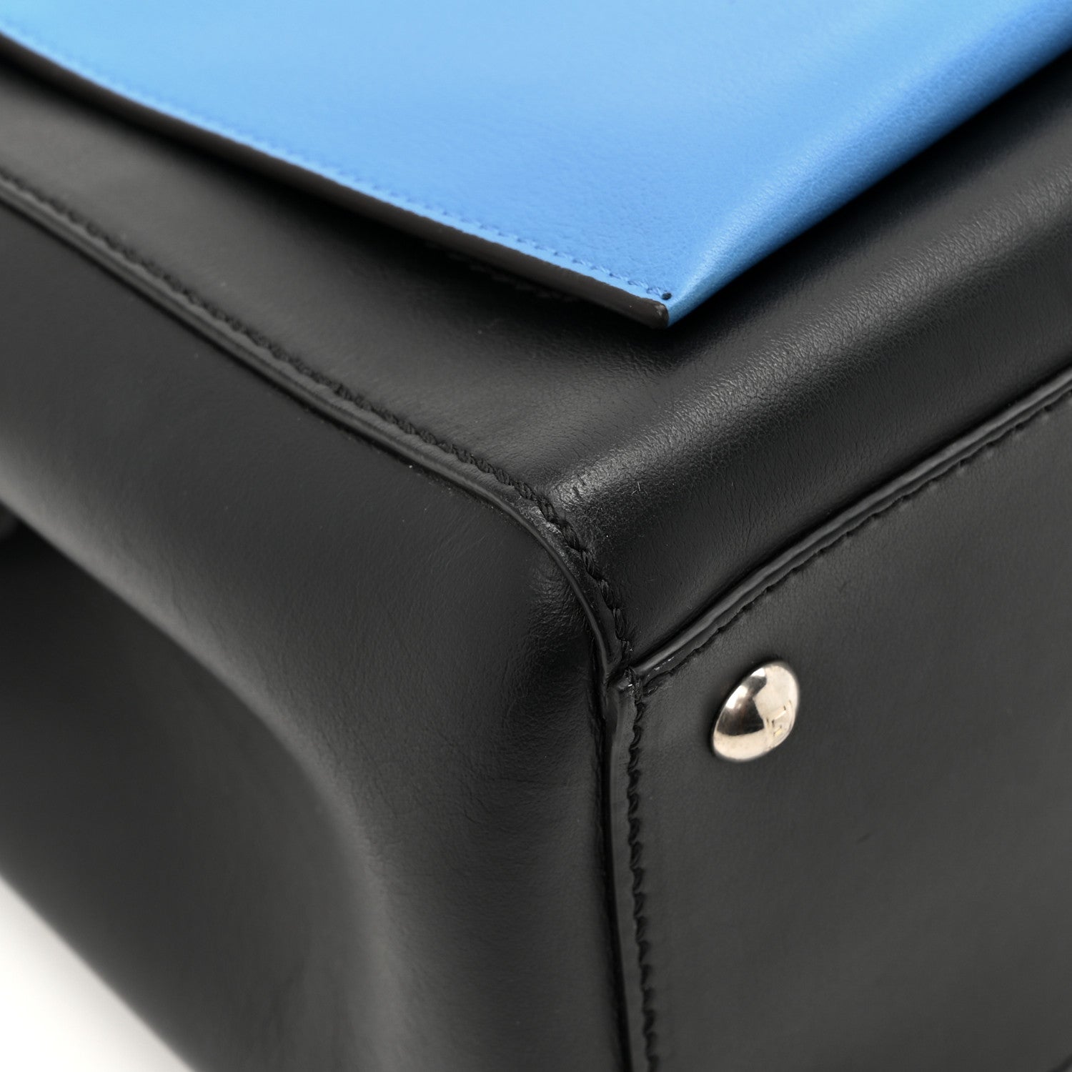 Fendi Vitello Baltico Dolce DotCom Satchel Black Blue Royal 12 of 16