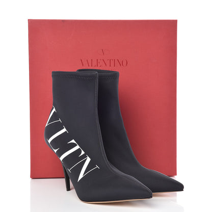 Valentino Garavani Eco Leather VLTN 100mm Sock Booties 38.5 Black White 8 of 8