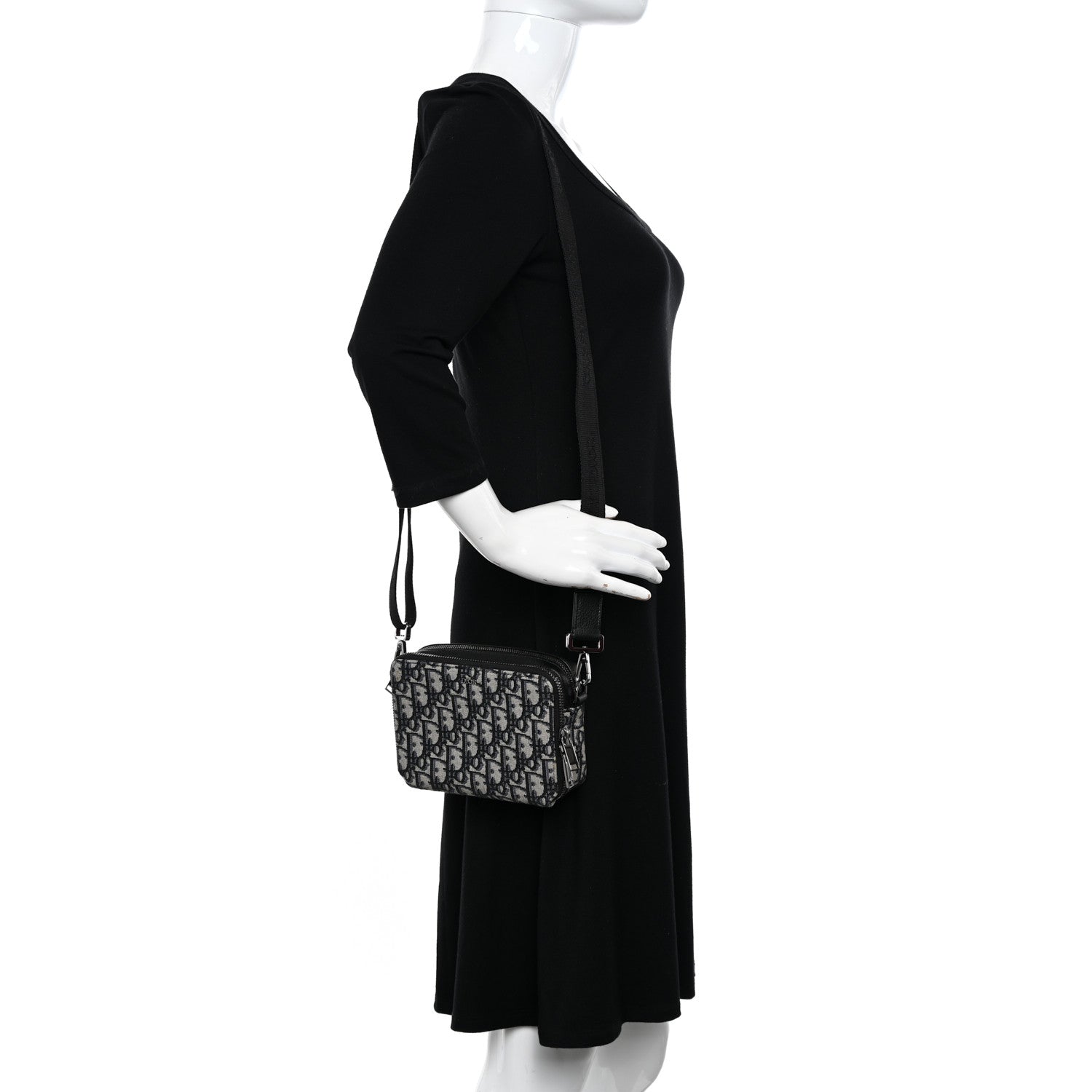 Christian Dior Oblique Pouch Beige Black 2 of 14