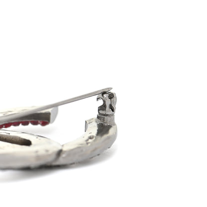 Chanel Ruthenium Crystal CC Brooch Red 4 of 5