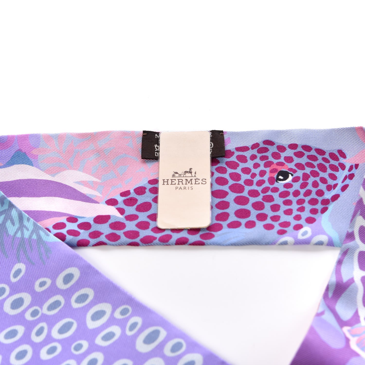 Hermes Silk Under The Waves Twilly Framboise Parme Rouge 4 of 5