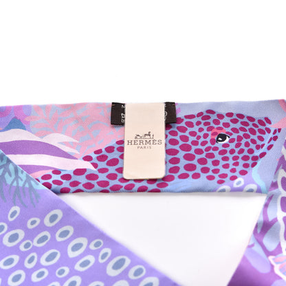 Hermes Silk Under The Waves Twilly Framboise Parme Rouge 4 of 5