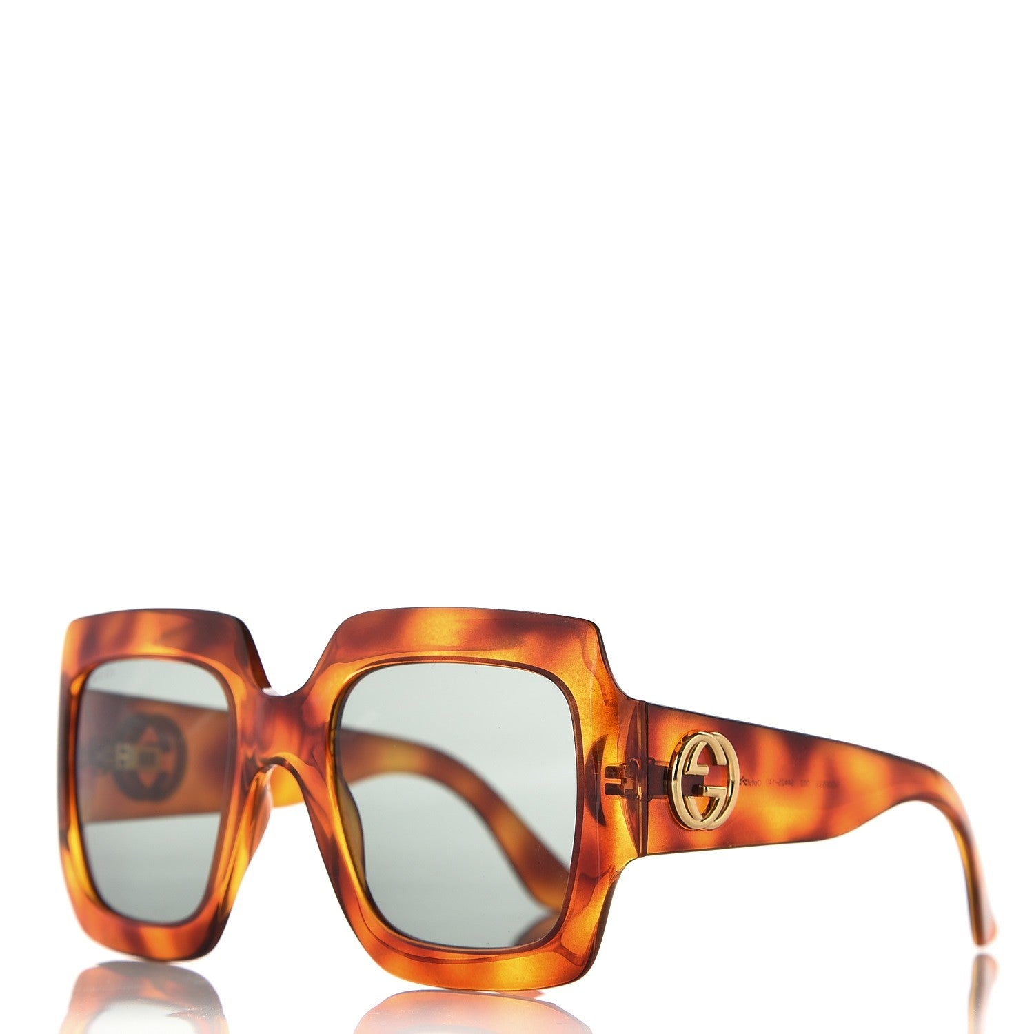 Gucci Acetate Square Frame Sunglasses GG 0053S Havana 1 of 7