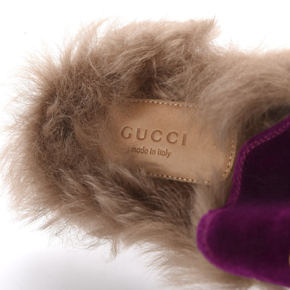 Gucci Velvet Fur Womens Princetown Slippers 39.5 Fucsia Violet Cyclamen Natural 7 of 7
