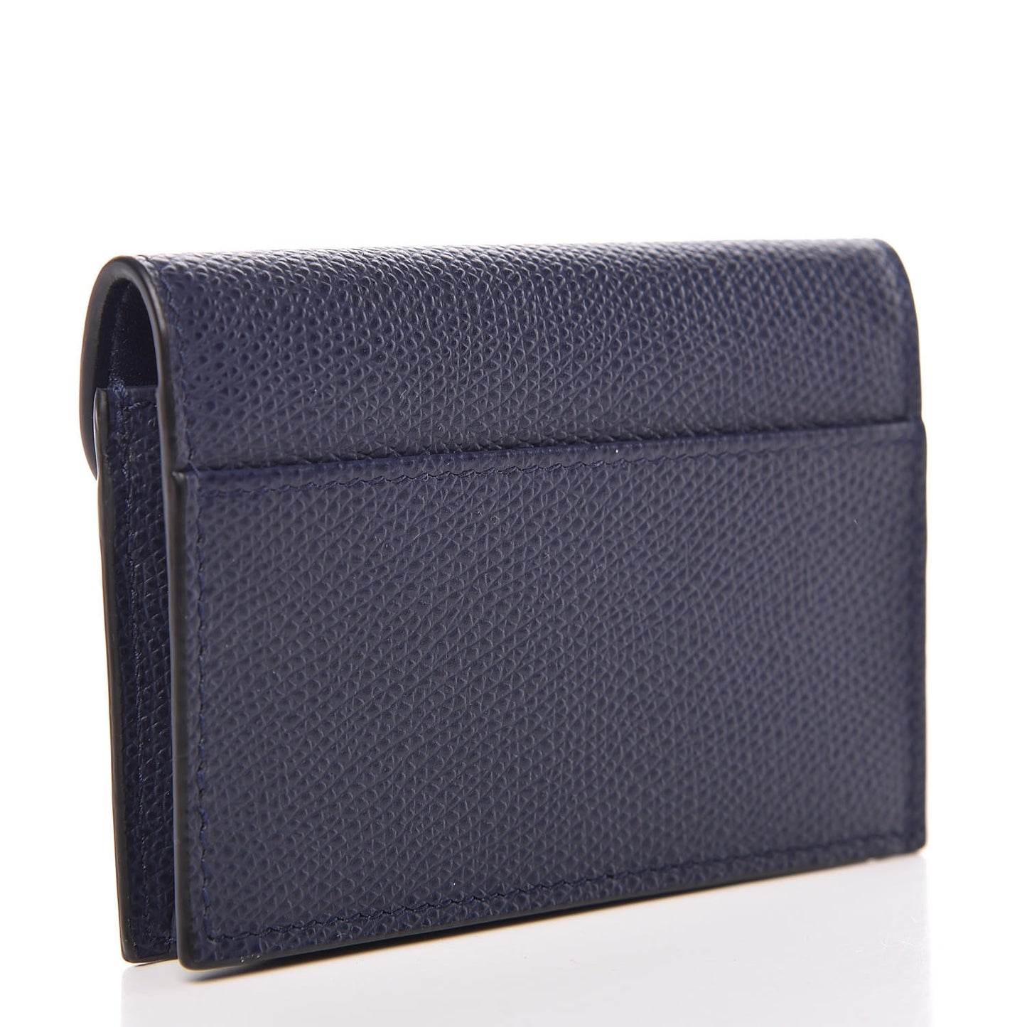 Grained Calfskin Saddle Card Holder Navy