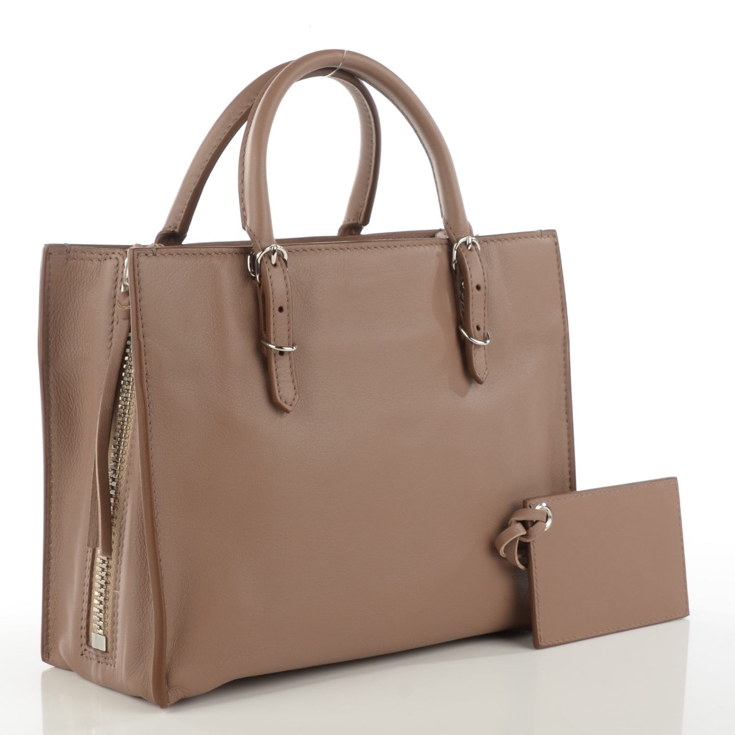 Calfskin Papier Mini A4 Zip Around Tote Beige Sable