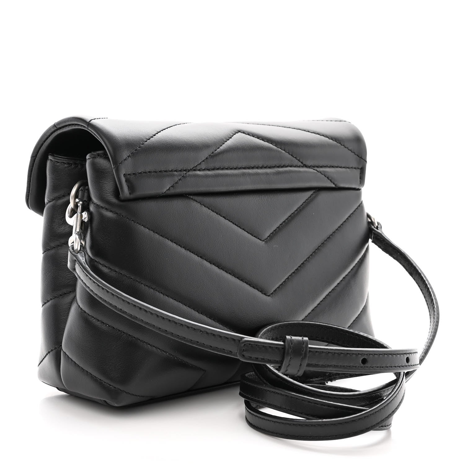 Saint Laurent Calfskin Y Quilted Monogram Toy Loulou Crossbody Bag Black 3 of 11