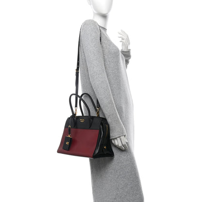 Prada Saffiano City Calfskin Small Esplanade Tote Fuoco Black 2 of 10