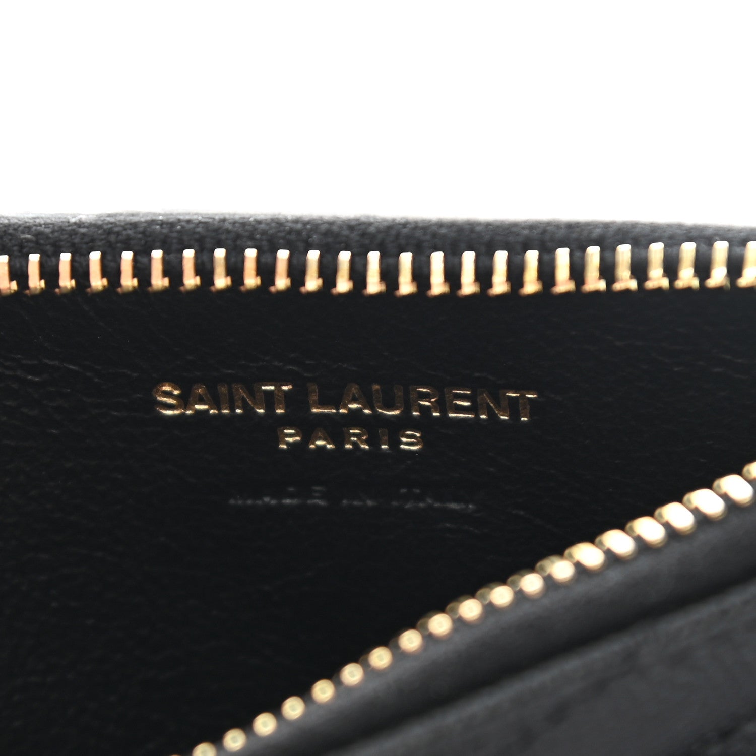 Saint Laurent Grain De Poudre Matelasse Chevron Monogram Fragments Zippered Card Case Black 6 of 8