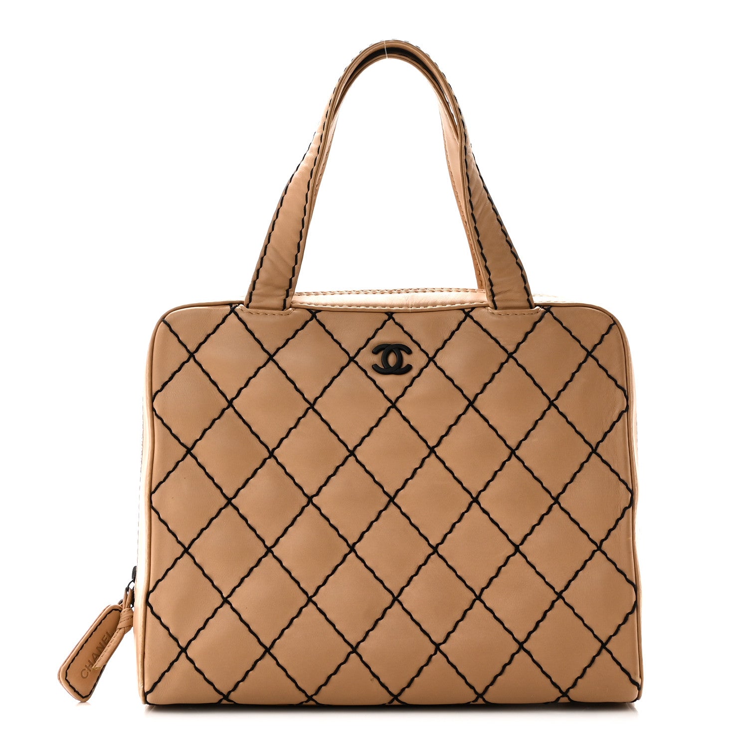Chanel Calfskin Wild Stitch Vertical Top Handle Bag Beige 1 of 9