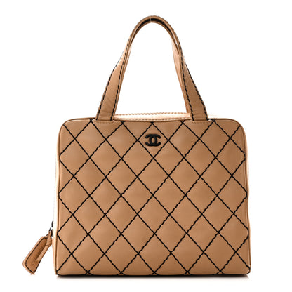 Chanel Calfskin Wild Stitch Vertical Top Handle Bag Beige 1 of 9