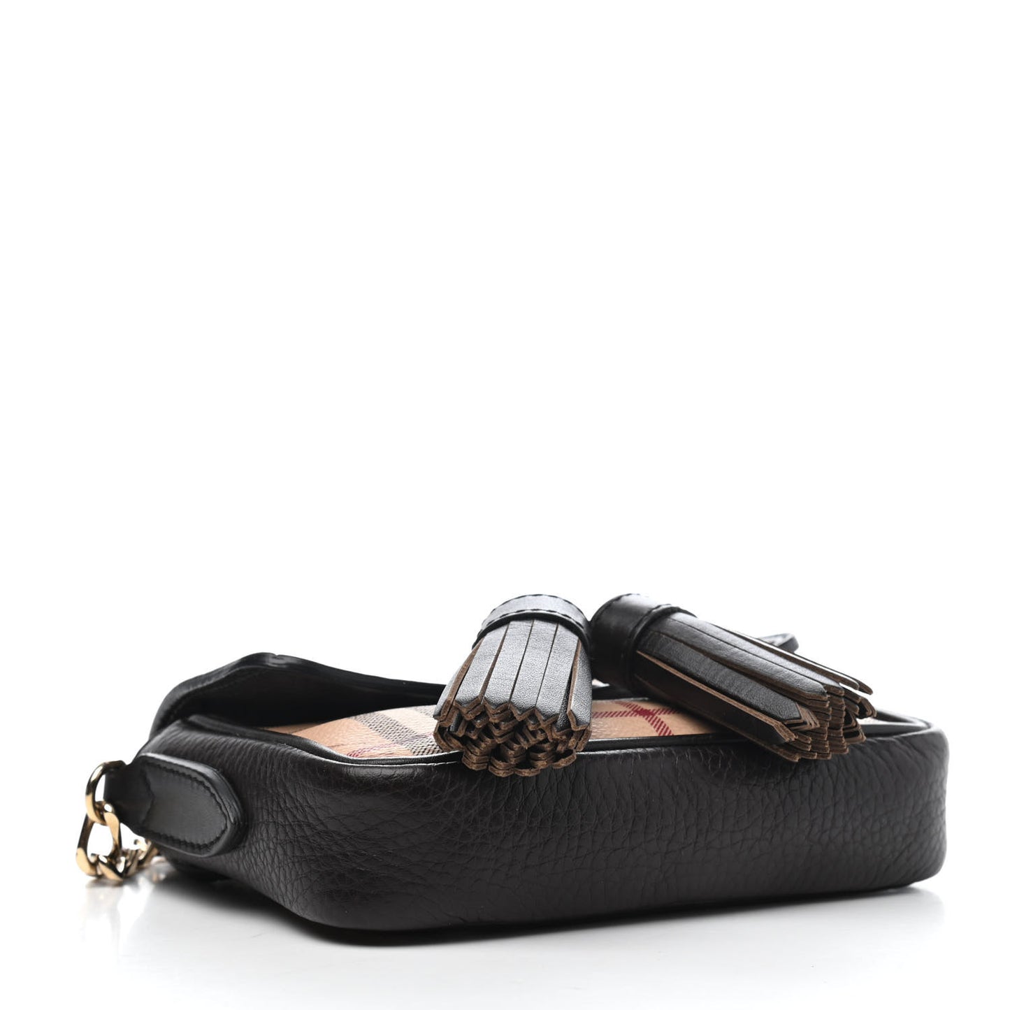 Haymarket Check Mini Tassel Crossbody Bag Chocolate