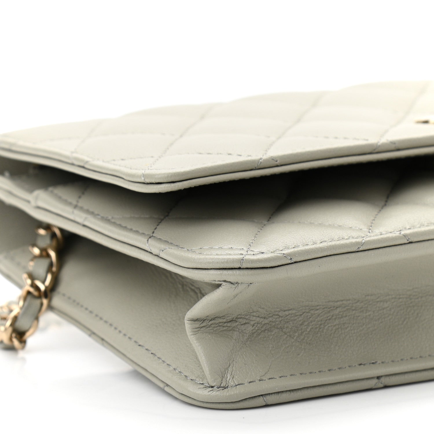 Chanel Lambskin Quilted Wallet On Chain WOC Grey 10 of 12