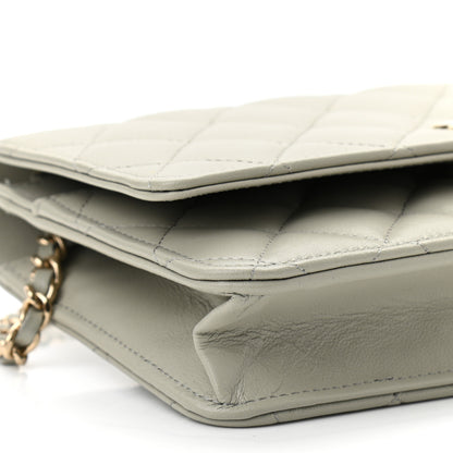 Chanel Lambskin Quilted Wallet On Chain WOC Grey 10 of 12