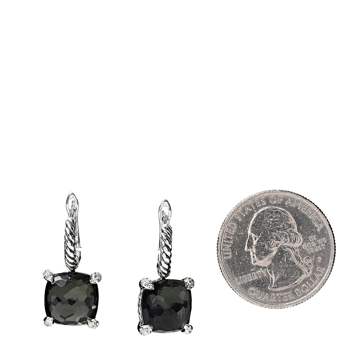 Sterling Silver Green Orchid Diamond Chatelaine Drop Earrings