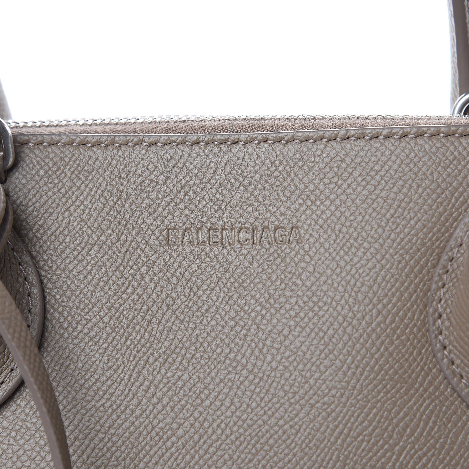 Balenciaga Signature Grained Calfskin Logo S Ville Top Handle Bag Mink Grey White 7 of 10