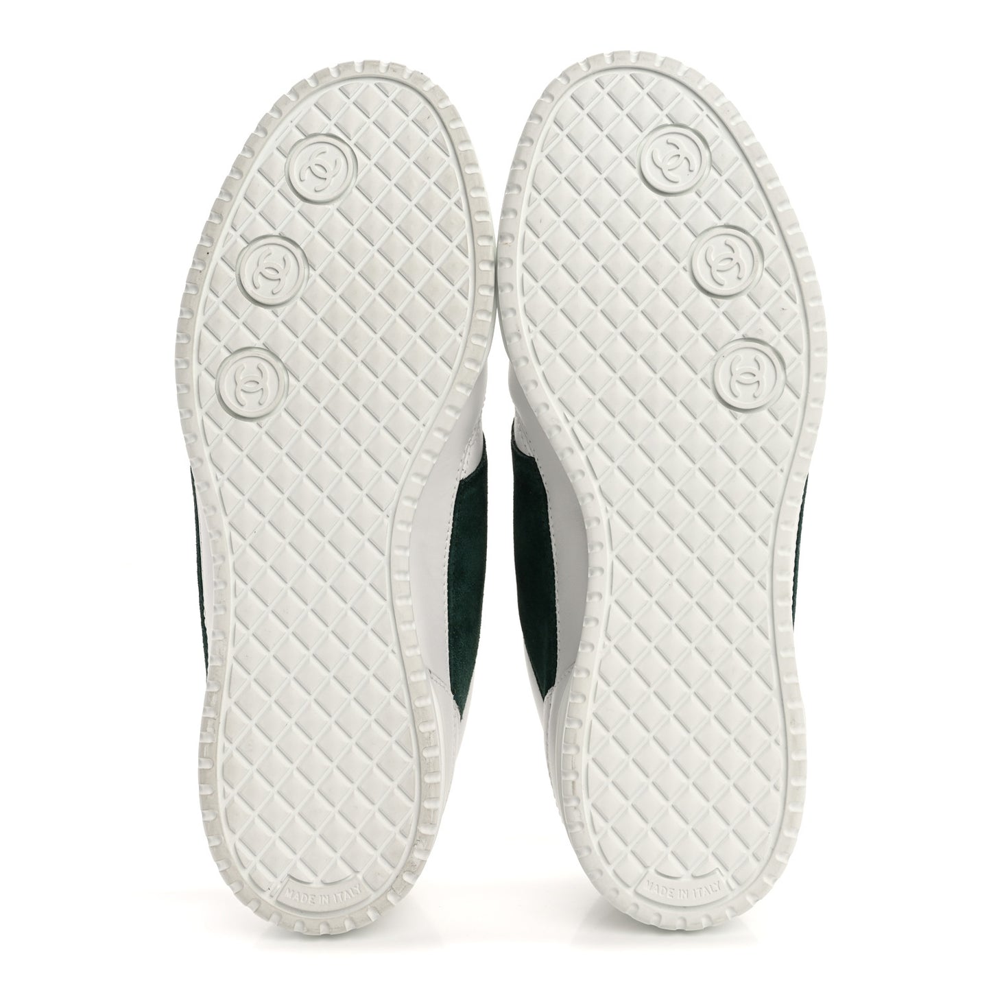 Calfskin Suede Calfskin Logo Womens Sneakers 38.5 White Dark Green