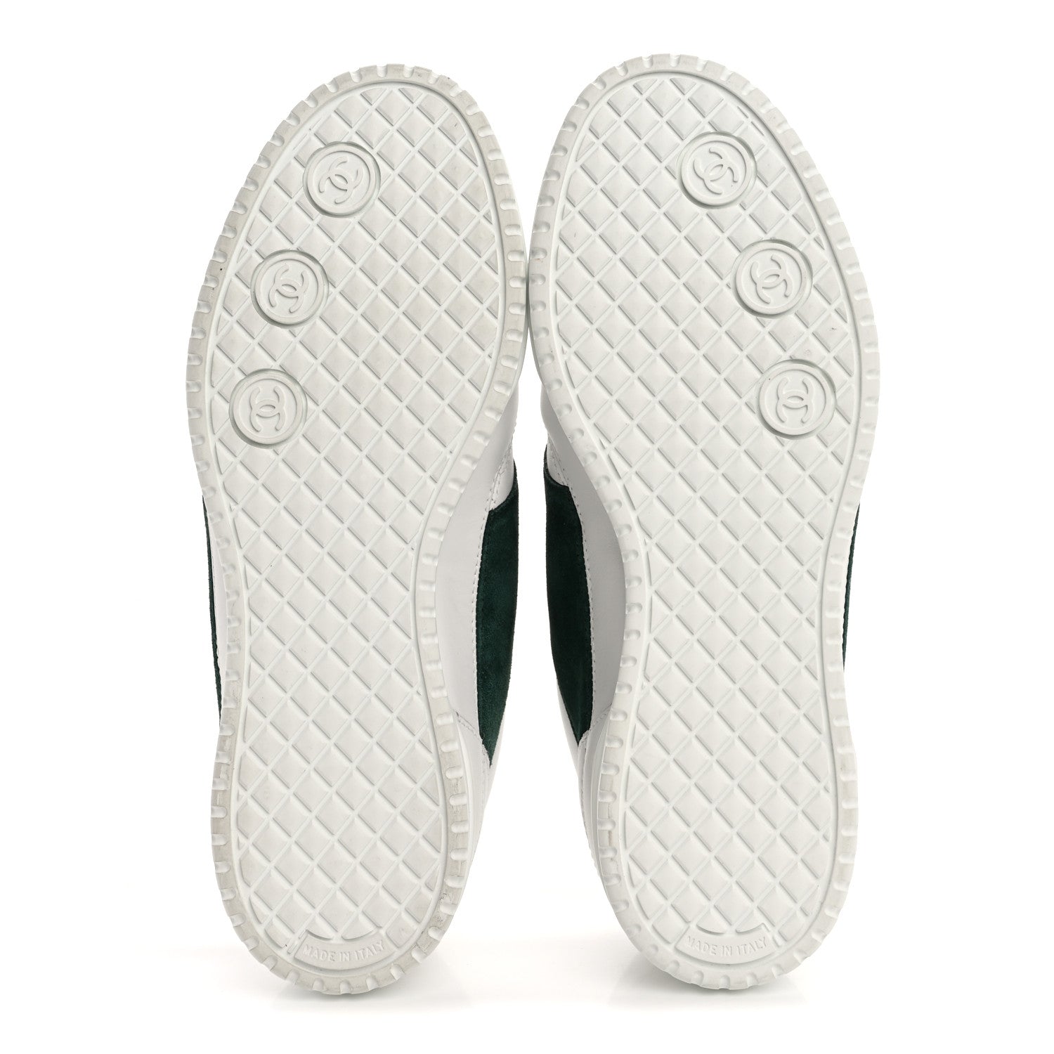Chanel Calfskin Suede Calfskin Logo Womens Sneakers 38.5 White Dark Green 6 of 11