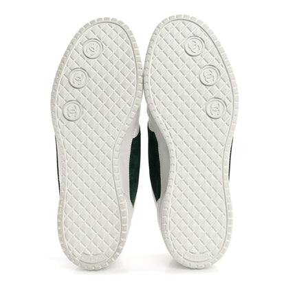 Chanel Calfskin Suede Calfskin Logo Womens Sneakers 38.5 White Dark Green 6 of 11