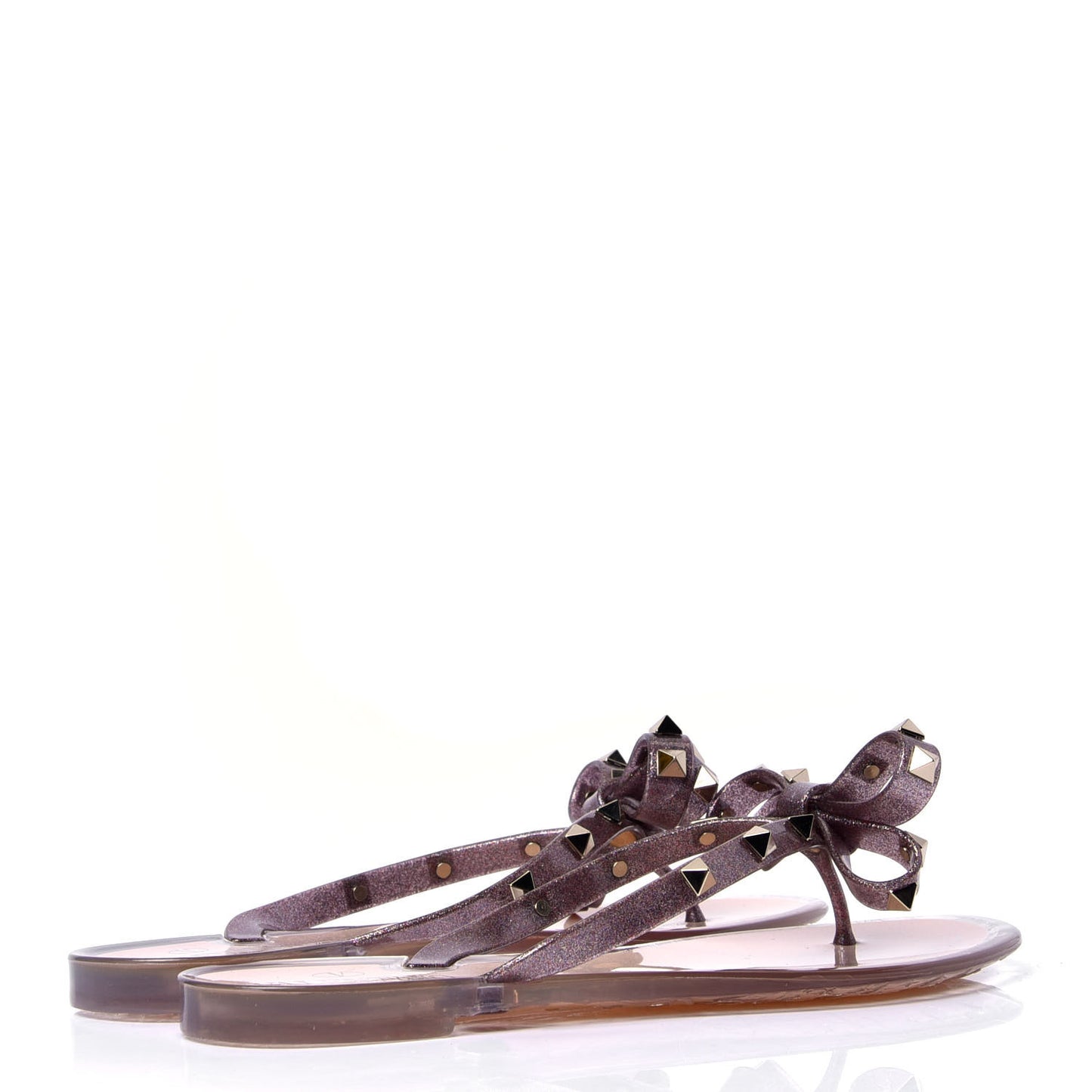 PVC Jelly Glitter Rockstud Bow Thong Sandals 37 Multicolor
