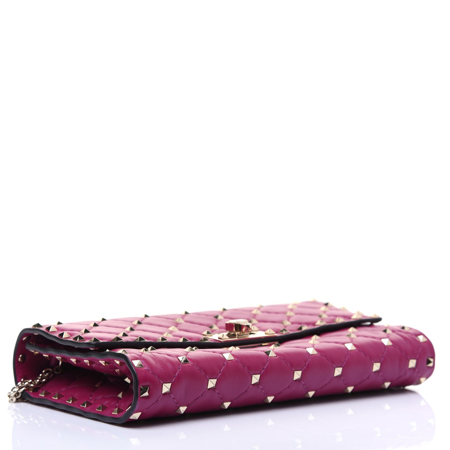 Nappa Rockstud Spike Wallet on Chain Raspberry