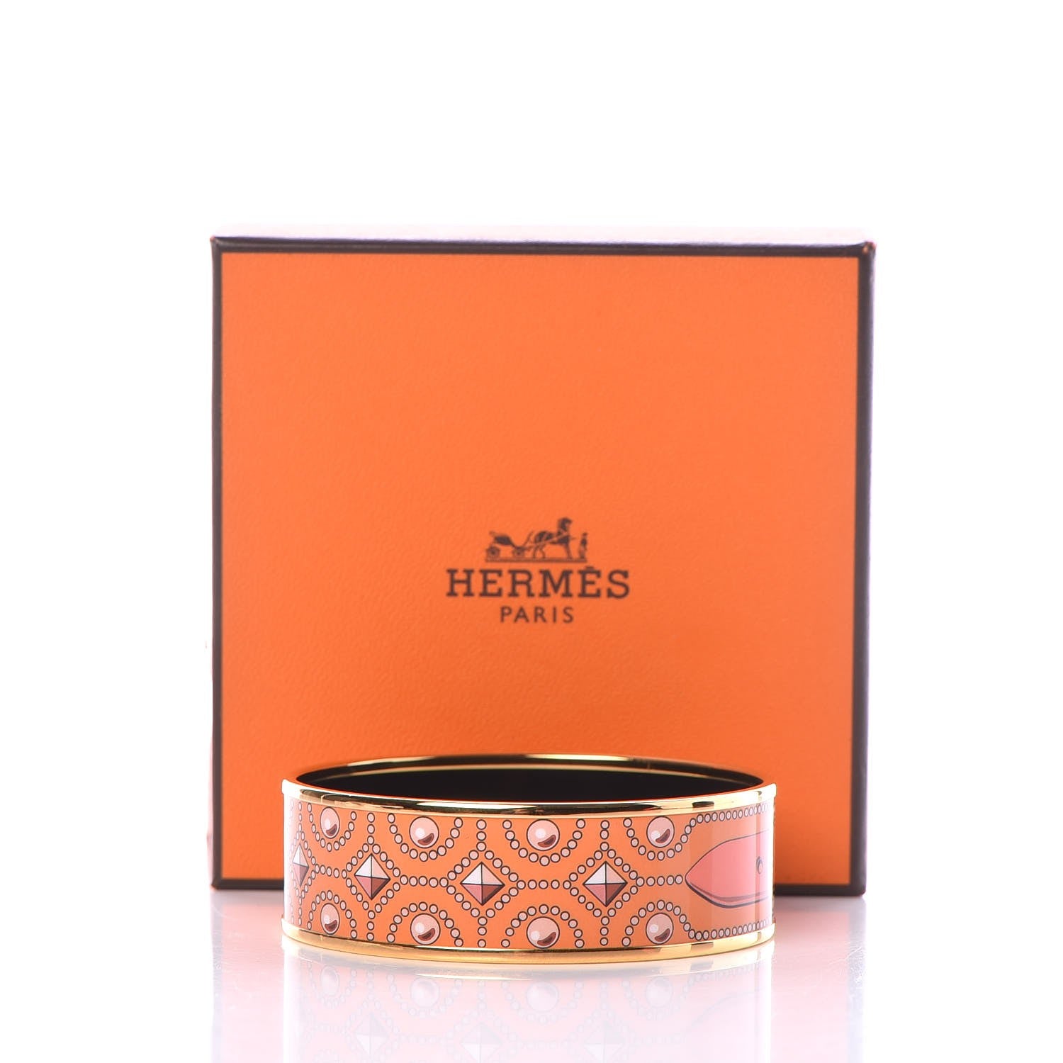 Hermes Enamel Printed Wide Collier de Churns Bracelet 65 6 of 6