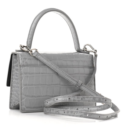 Balenciaga Shiny Calfskin Crocodile Embossed XS Sharp Top Handle Bag Balenciaga Grey 3 of 9