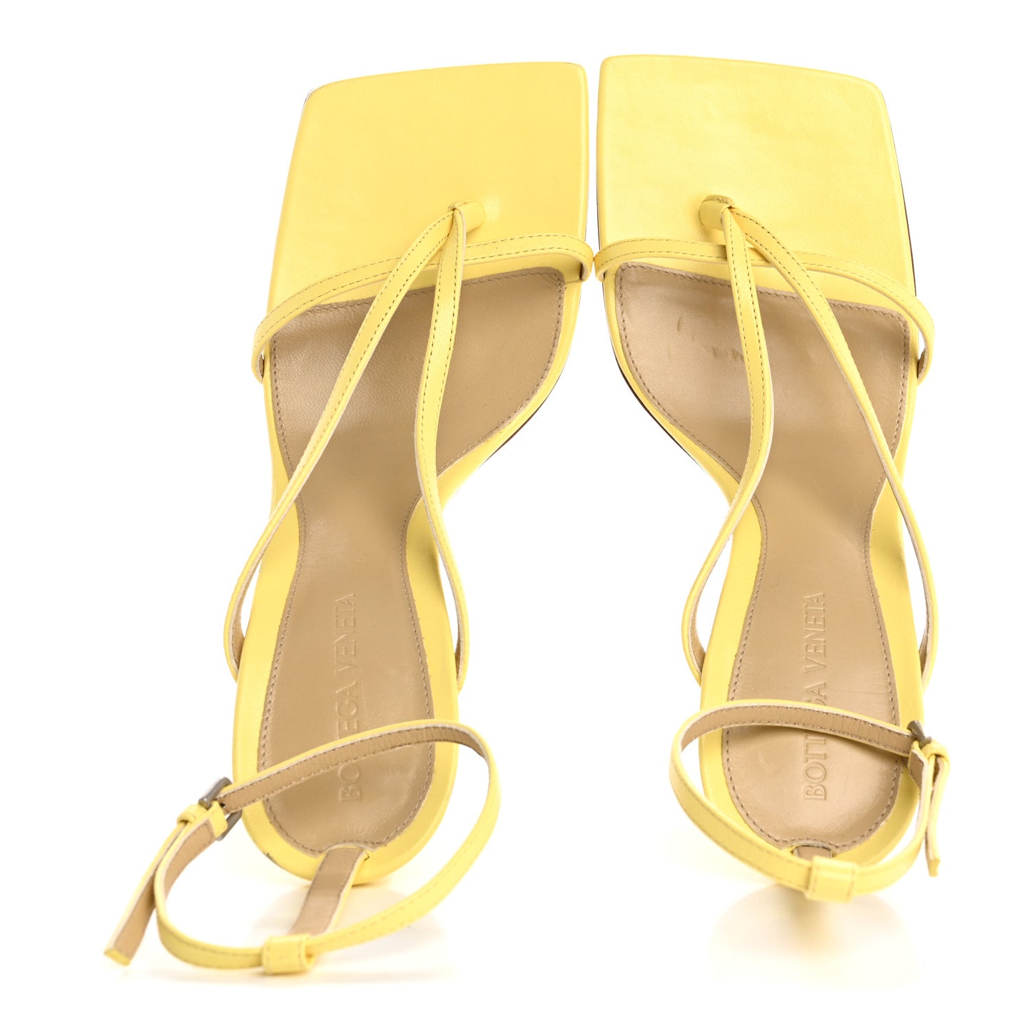 Lambskin Stretch Multi Strap 90mm Sandals 38 Lemonade