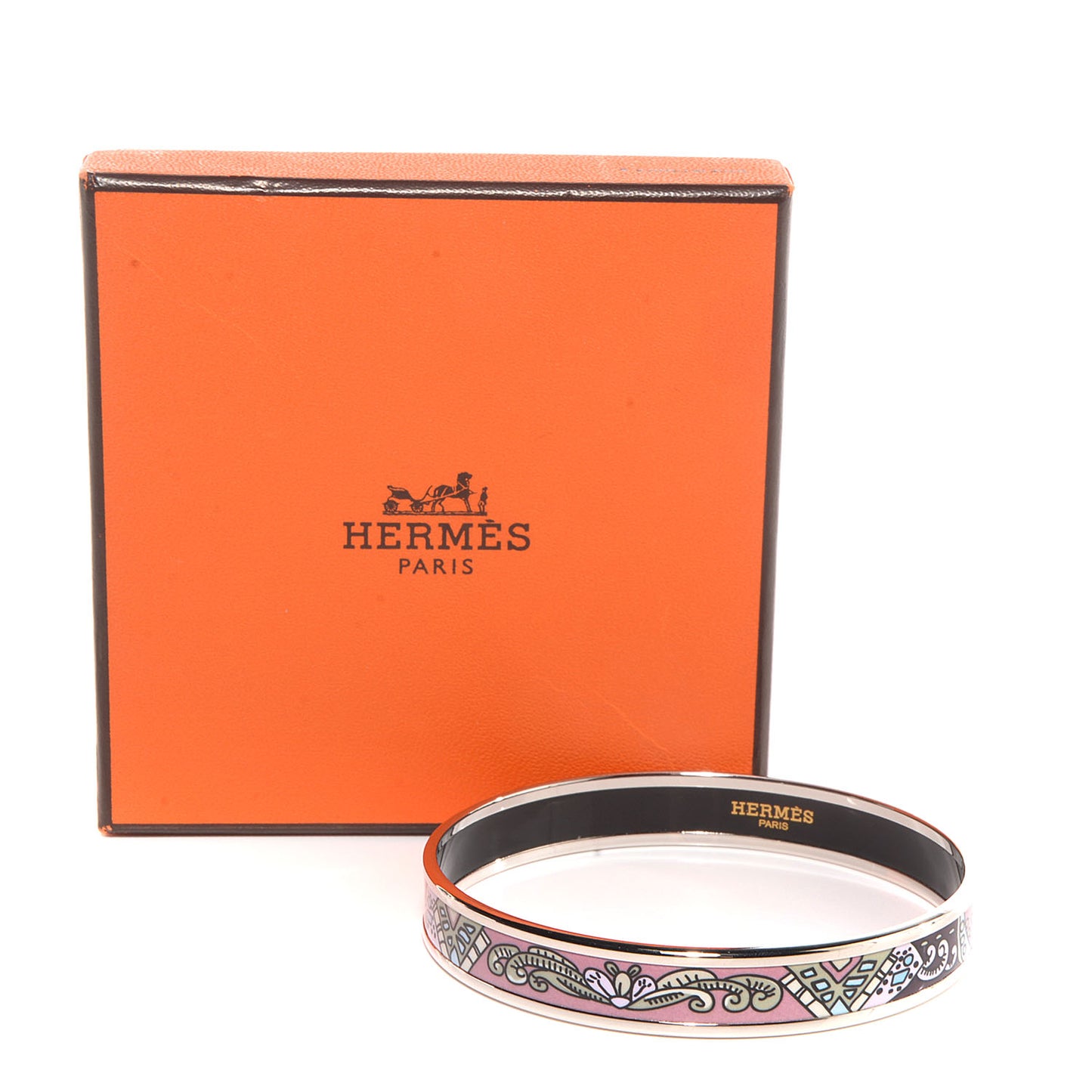 Enamel Narrow Printed Bracelet 65 Pink