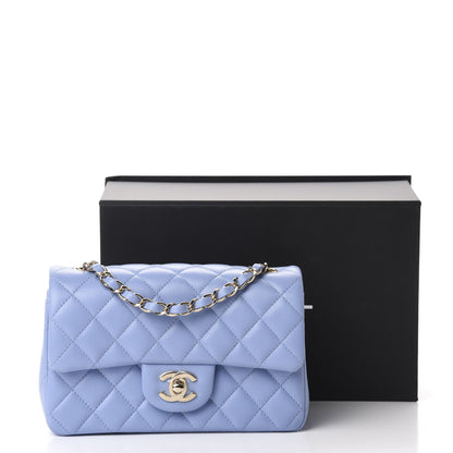 Chanel Lambskin Quilted Mini Rectangular Flap Light Blue 11 of 11